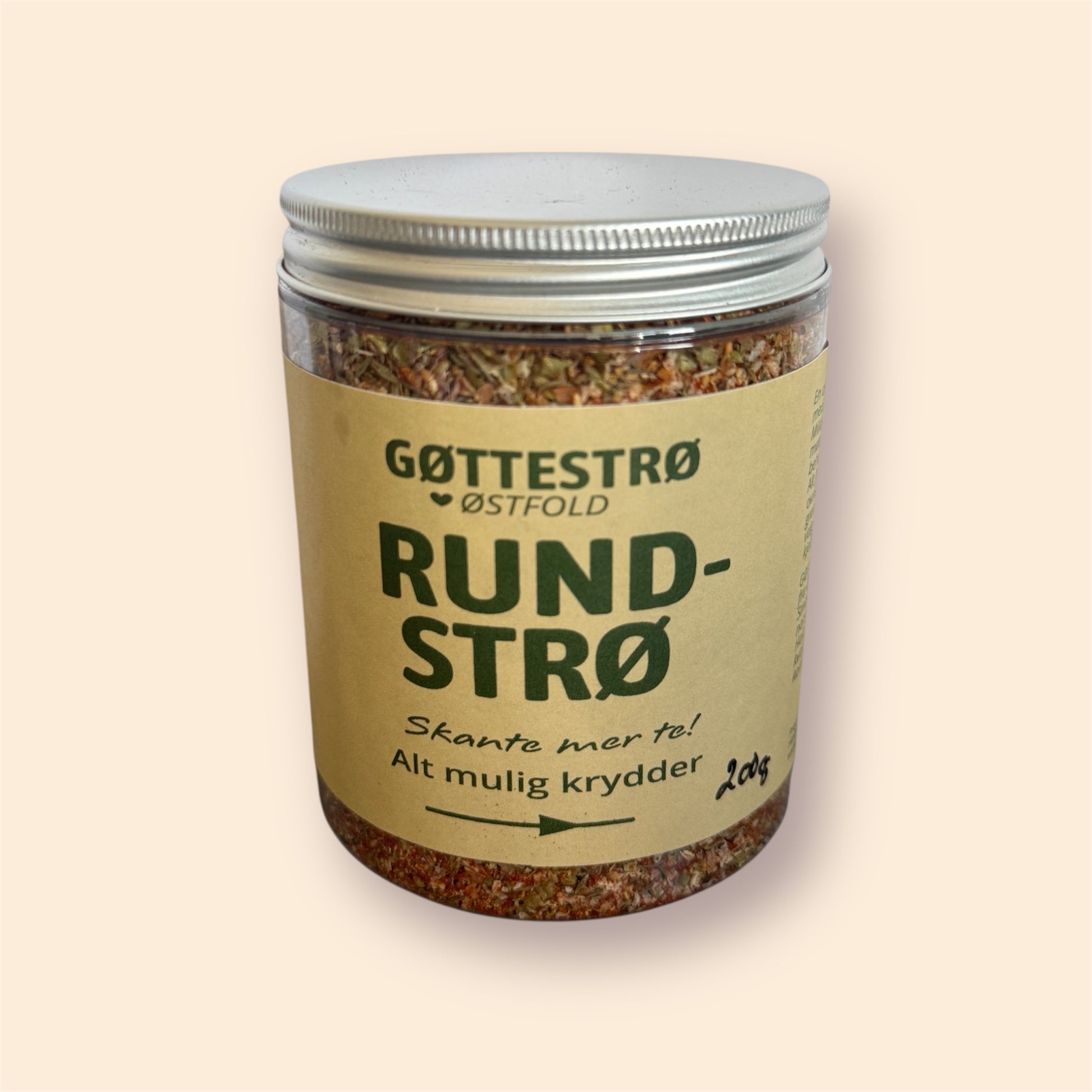 Mild allround krydderblanding – PET-glass med beige etikett, passer til egg, suppe og hverdagsmat