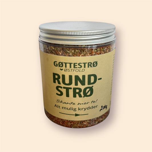 Mild allround krydderblanding – PET-glass med beige etikett, passer til egg, suppe og hverdagsmat