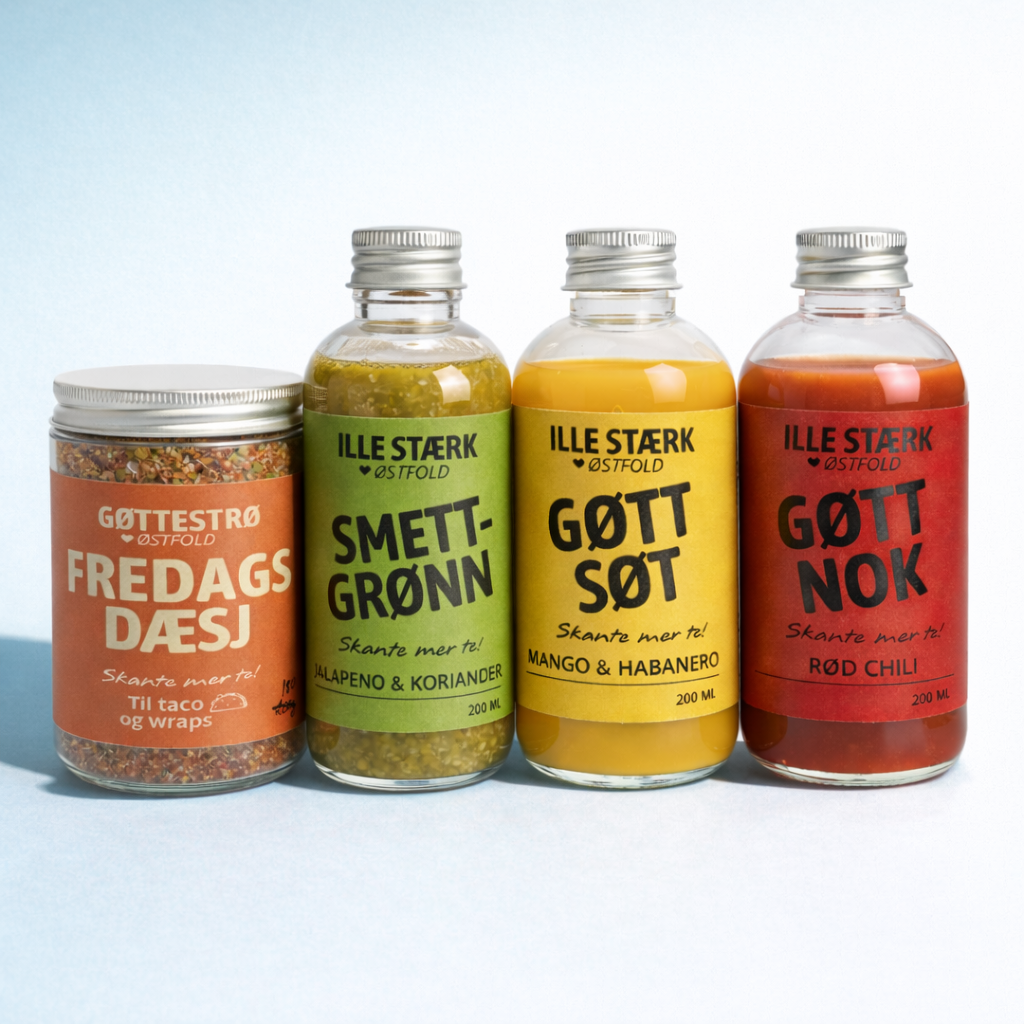 Alt-tekst:
Tacopakke med tacokrydder og chilisaus