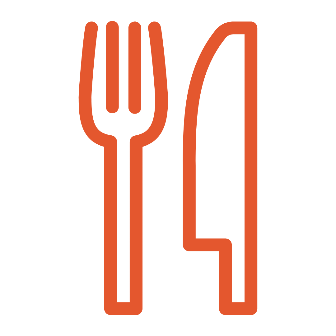 Ikon av kniv og gaffel som symboliserer skikkelig smak og matopplevelse – Østfold Smakskompani.