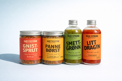 Grillpakke med BBQ krydder og chilisaus til kjøtt og grill